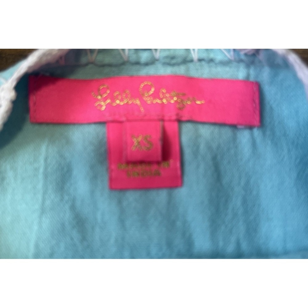 Lilly Pulitzer Tamryn Boho Embroidered Shirt Blouse Blue White Womens XS NEW - Picture 6 of 9